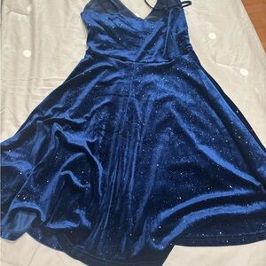 SHEIN Navy Blue Velvet Dress